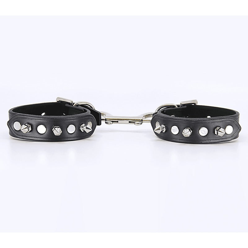 Spiked Leather Bondage Wrist Cuffs by Love In Leather - Cuffs And Restraints