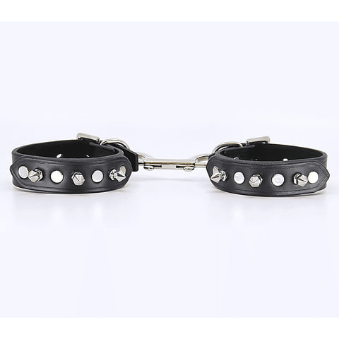Spiked Leather Bondage Wrist Cuffs by Love In Leather - Cuffs And Restraints