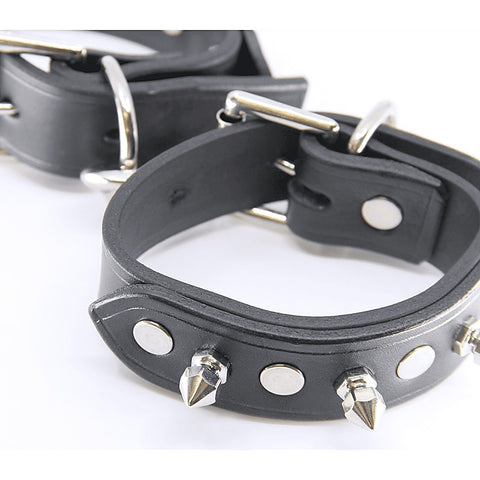 Spiked Leather Bondage Wrist Cuffs by Love In Leather - Cuffs And Restraints