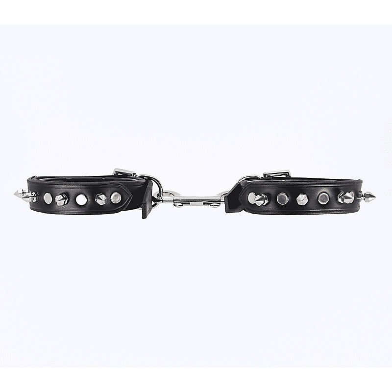Spiked Leather Bondage Wrist Cuffs by Love In Leather - Cuffs And Restraints