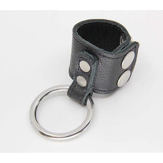 Steel Cock Ring With Ball Stretcher by Love In Leather - Cock Rings