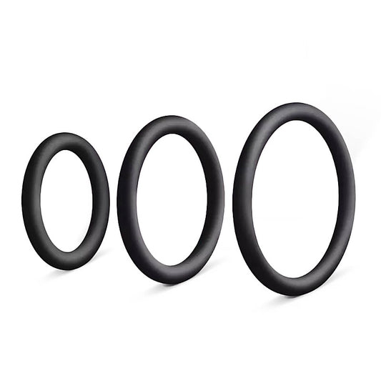 3 Pack Men's Silicone Cock Ring Set by Love In Leather - Cock Ring Sets