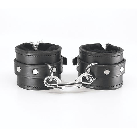 Sheepskin Lined Bondage Wrist Cuffs by Love In Leather - Cuffs And Restraints