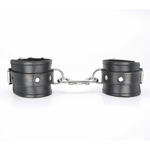 Sheepskin Lined Bondage Wrist Cuffs by Love In Leather - Cuffs And Restraints