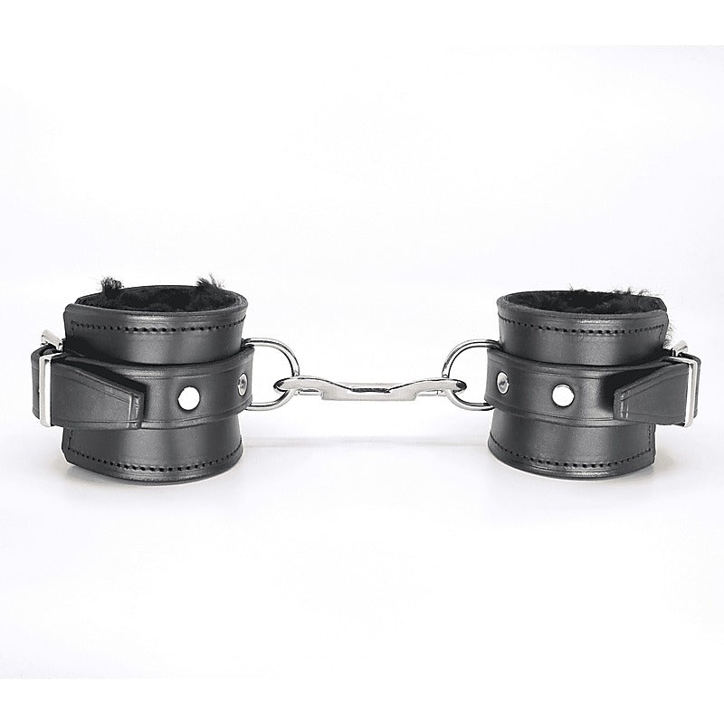 Sheepskin Lined Bondage Wrist Cuffs by Love In Leather - Cuffs And Restraints