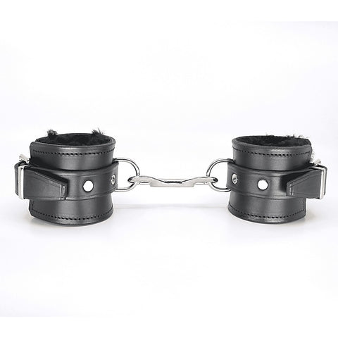 Sheepskin Lined Bondage Wrist Cuffs by Love In Leather - Cuffs And Restraints