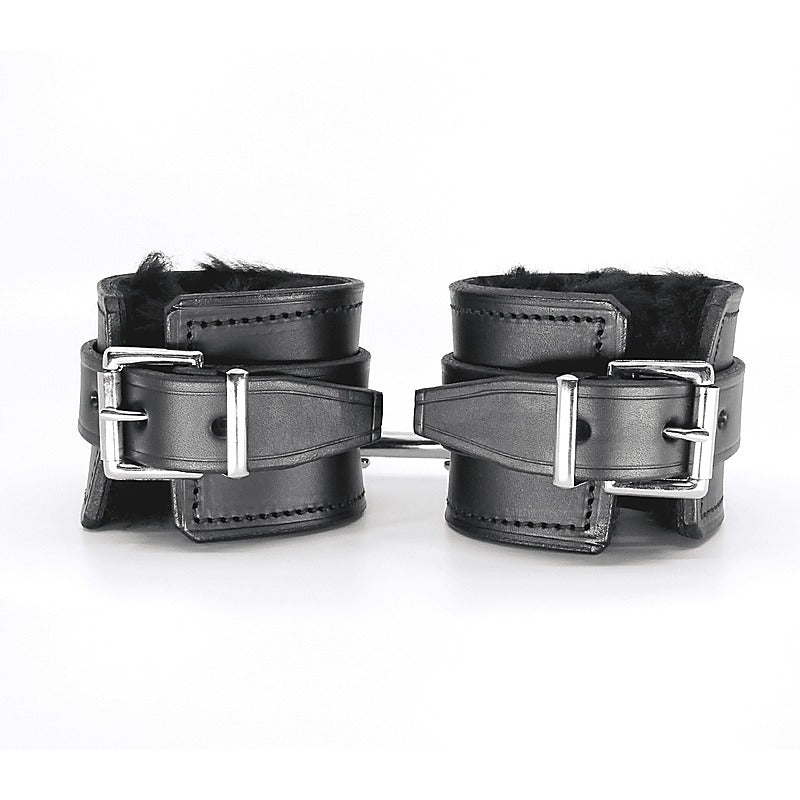 Sheepskin Lined Bondage Wrist Cuffs by Love In Leather - Cuffs And Restraints