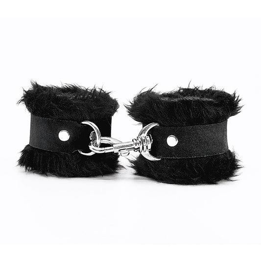 Fluffy Cuffs With Suede Leather Strap by Love In Leather - Cuffs And Restraints