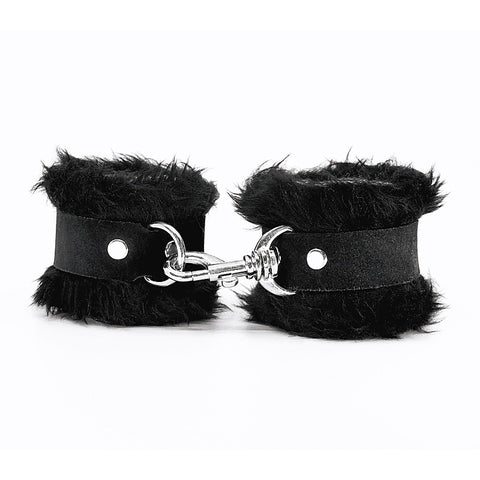 Fluffy Cuffs with Suede Leather Strap by Love In Leather - Cuffs And Restraints
