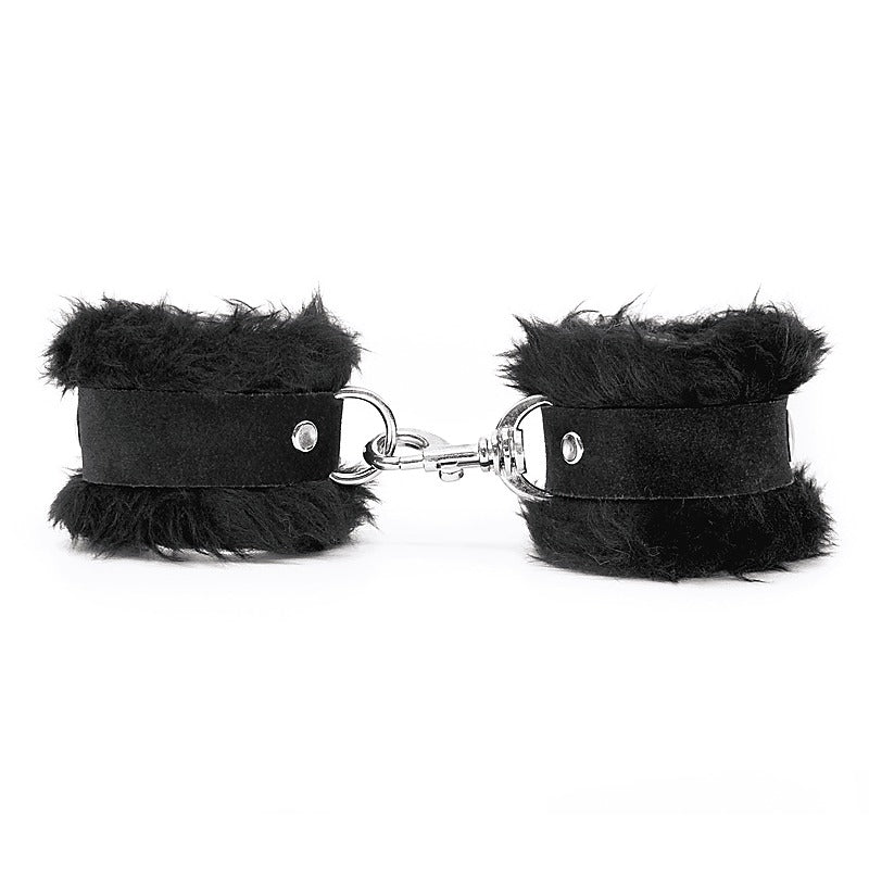 Fluffy Cuffs with Suede Leather Strap by Love In Leather - Cuffs And Restraints