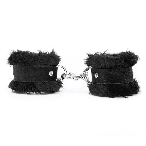 Fluffy Cuffs with Suede Leather Strap by Love In Leather - Cuffs And Restraints