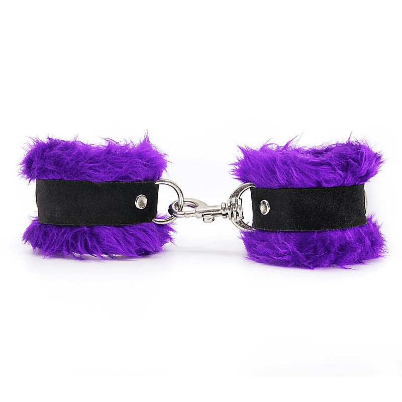 Fluffy Cuffs with Suede Leather Strap by Love In Leather - Cuffs And Restraints