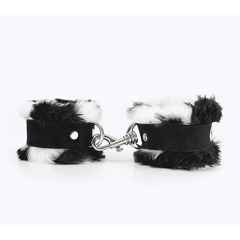 Fluffy Cuffs with Suede Leather Strap by Love In Leather - Cuffs And Restraints