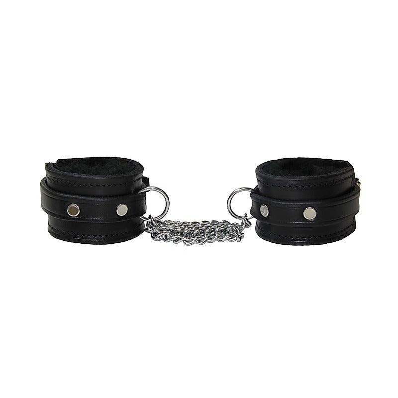 Sheepskin Lined Leather Wrist Cuffs by Love In Leather - Cuffs And Restraints