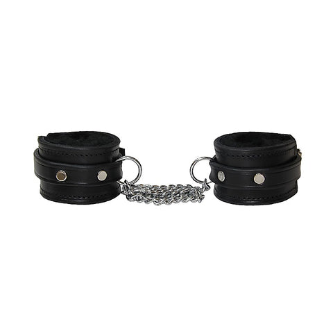 Sheepskin Lined Leather Wrist Cuffs by Love In Leather - Cuffs And Restraints