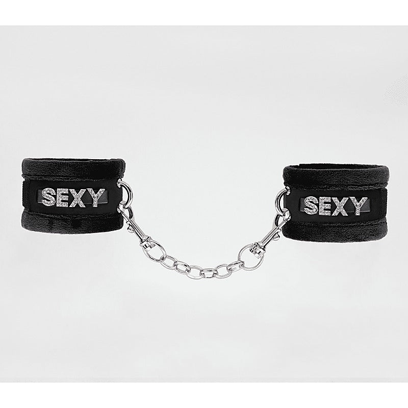 Fluffy Diamante SEXY Wrist Cuffs by Love In Leather - Cuffs And Restraints