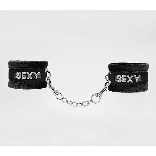 Fluffy Diamante Sexy Wrist Cuffs by Love In Leather - Cuffs And Restraints