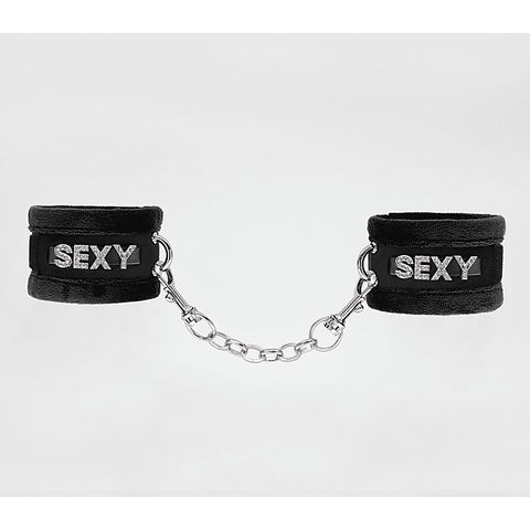 Fluffy Diamante SEXY Wrist Cuffs by Love In Leather - Cuffs And Restraints