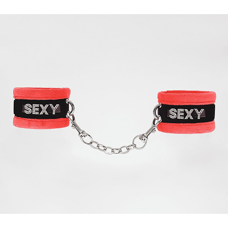 Fluffy Diamante SEXY Wrist Cuffs by Love In Leather - Cuffs And Restraints