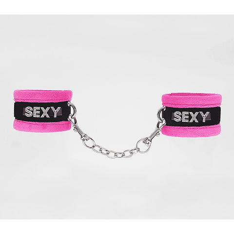 Fluffy Diamante SEXY Wrist Cuffs by Love In Leather - Cuffs And Restraints
