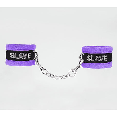 Fluffy Diamante SLAVE Hand Cuffs by Love In Leather - Cuffs And Restraints