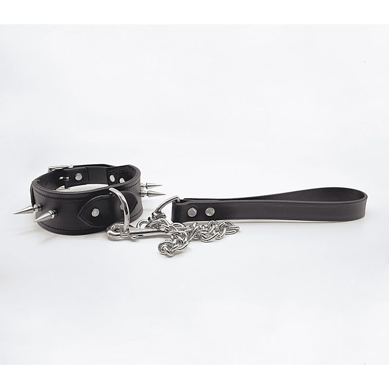 Fetish Play Leather & Chain Lead by Love In Leather - Collars and Leads