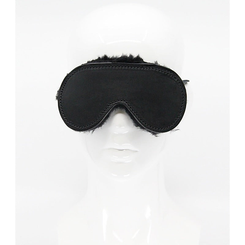 Sheepskin Lined Bondage Blindfold by Love In Leather - Masks And Blindfolds