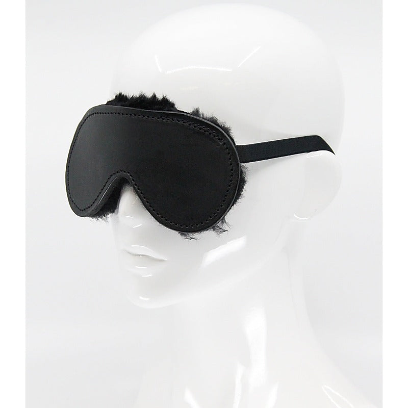 Sheepskin Lined Bondage Blindfold by Love In Leather - Masks And Blindfolds