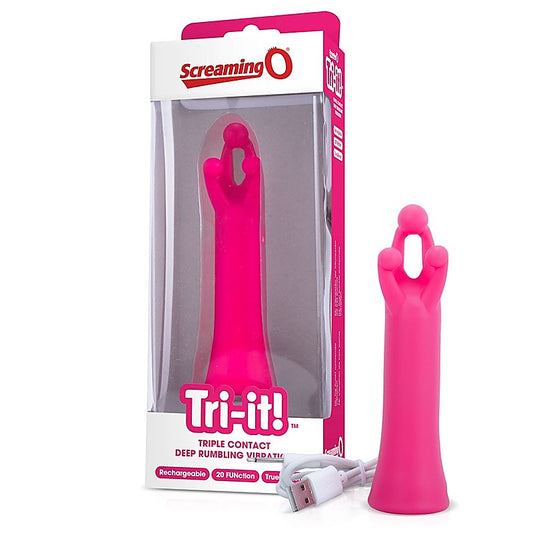 Charged Tri It Pink Single Vibrator by Screaming O - Personal Massagers