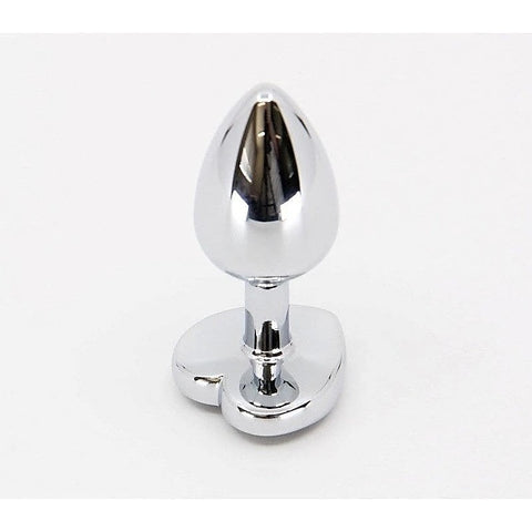 Metal Butt Plug With Round Gem Clear by Love In Leather - Butt Plugs