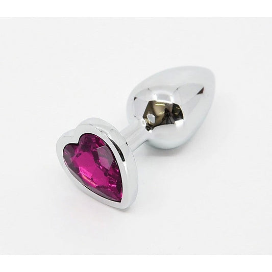 Metal Butt Plug With Heart Gem Pink by Love In Leather - Butt Plugs