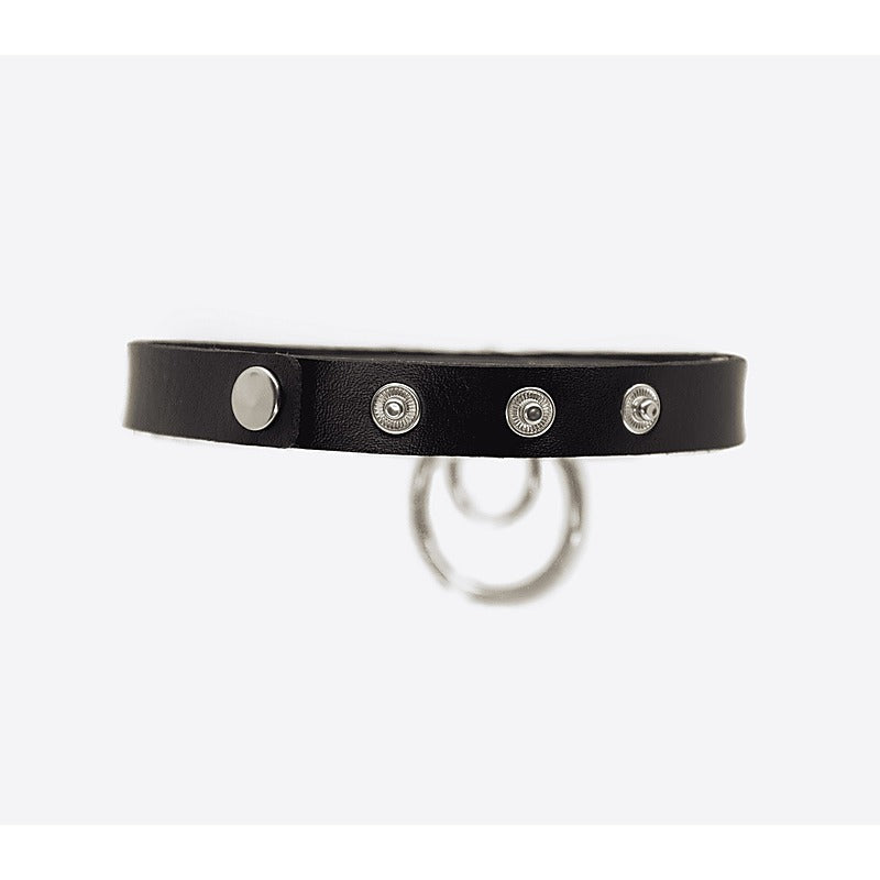 Double Ring Faux Leather Choker by Love In Leather - Collars and Leads