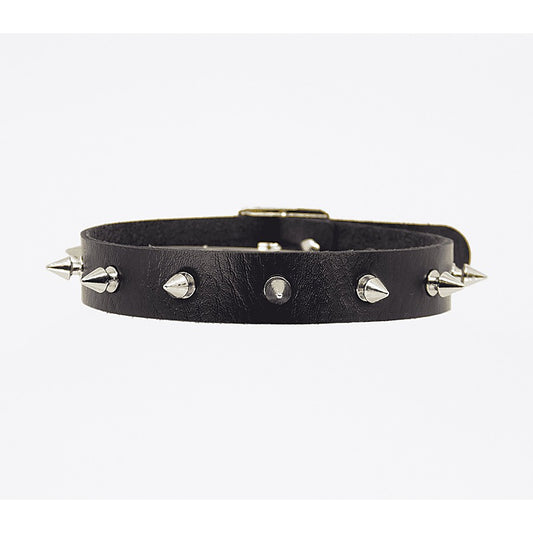 Spiked Faux Leather BDSM Choker by Love In Leather - Collars and Leads
