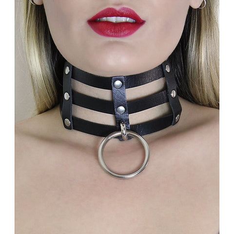 Triple Strap Faux Leather Choker by Love In Leather - Collars and Leads