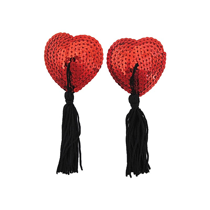 Heart Shape Nipple Tassels by Love In Leather - Breast and Nipple Toys