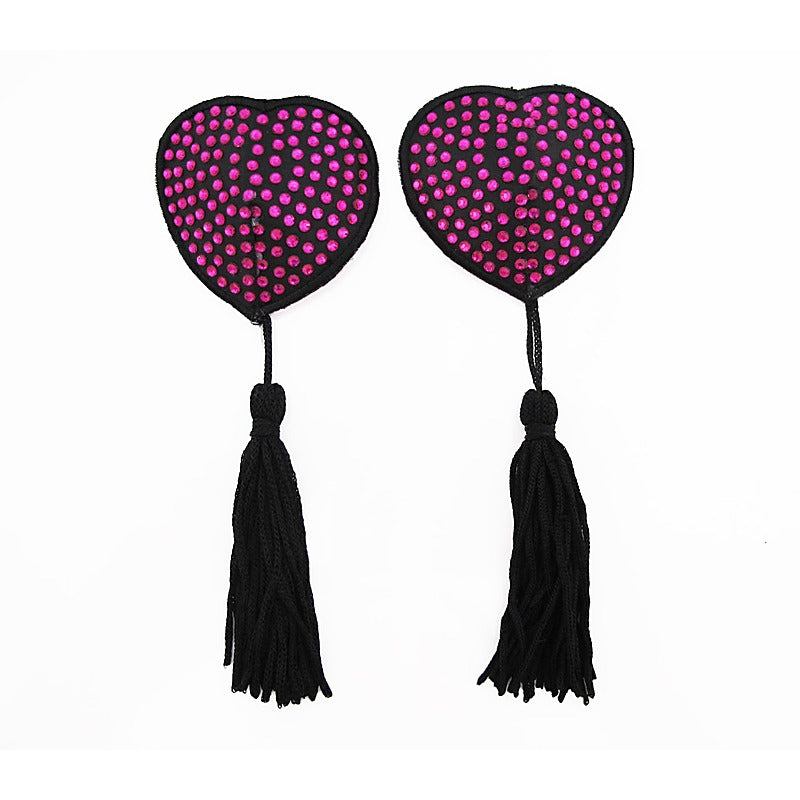Heart Shape Rhinestone Nipple Tassels by Love In Leather - Breast and Nipple Toys