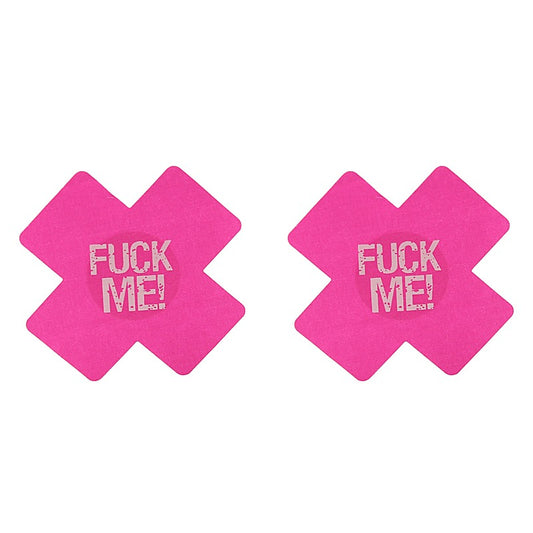 Fuck Me Satin Cross Nipple Pasties by Love In Leather - Breast and Nipple Toys