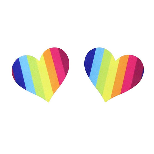 Rainbow Satin Sexy Nipple Pasties by Love In Leather - Breast and Nipple Toys