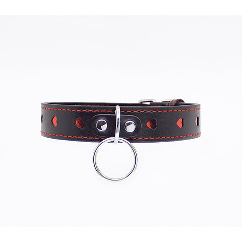 Metallic Red Love Heart Collar by Berlin Baby - Collars and Leads
