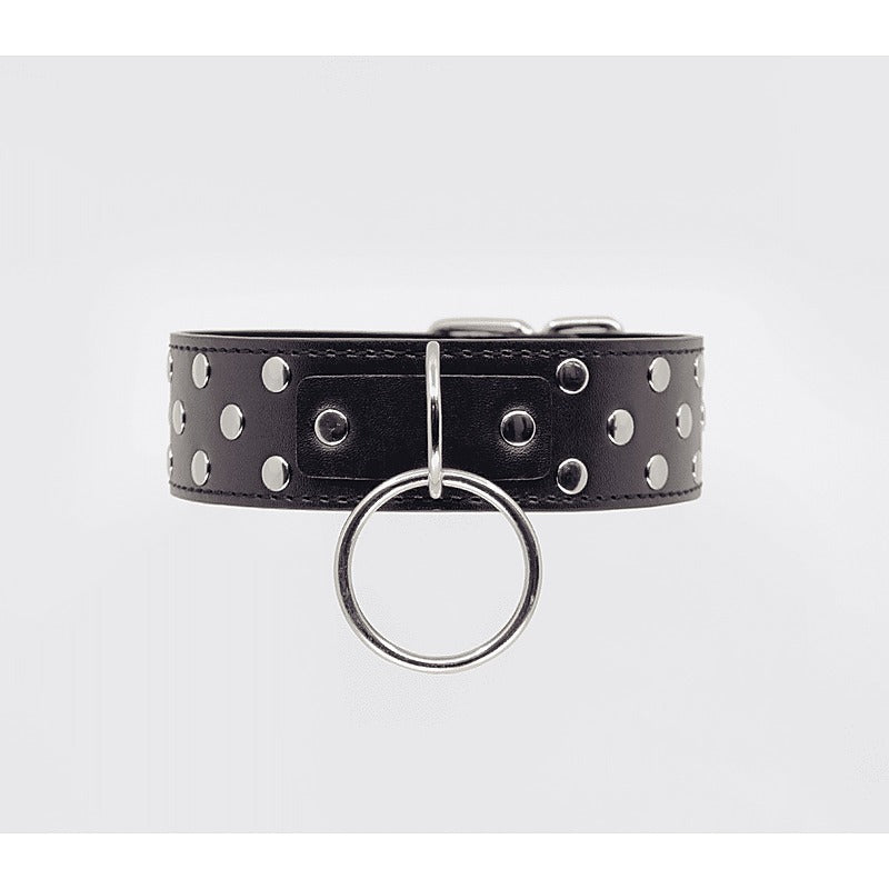 Black Studded BDSM Play Collar by Berlin Baby - Collars and Leads