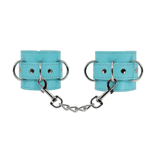 Turquoise Blue Faux Leather Wrist Cuffs by Berlin Baby - Cuffs And Restraints