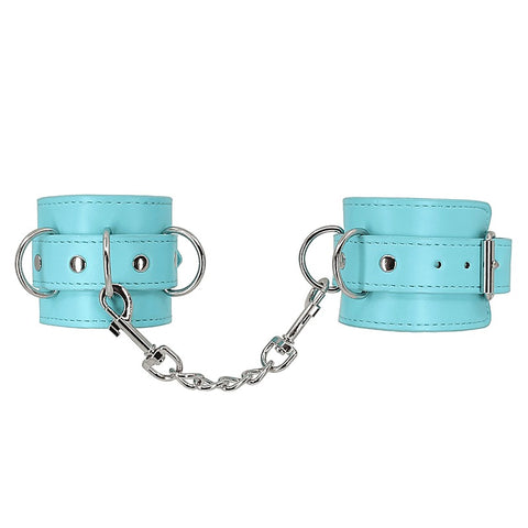 Turquoise Blue Faux Leather Wrist Cuffs by Berlin Baby - Cuffs And Restraints