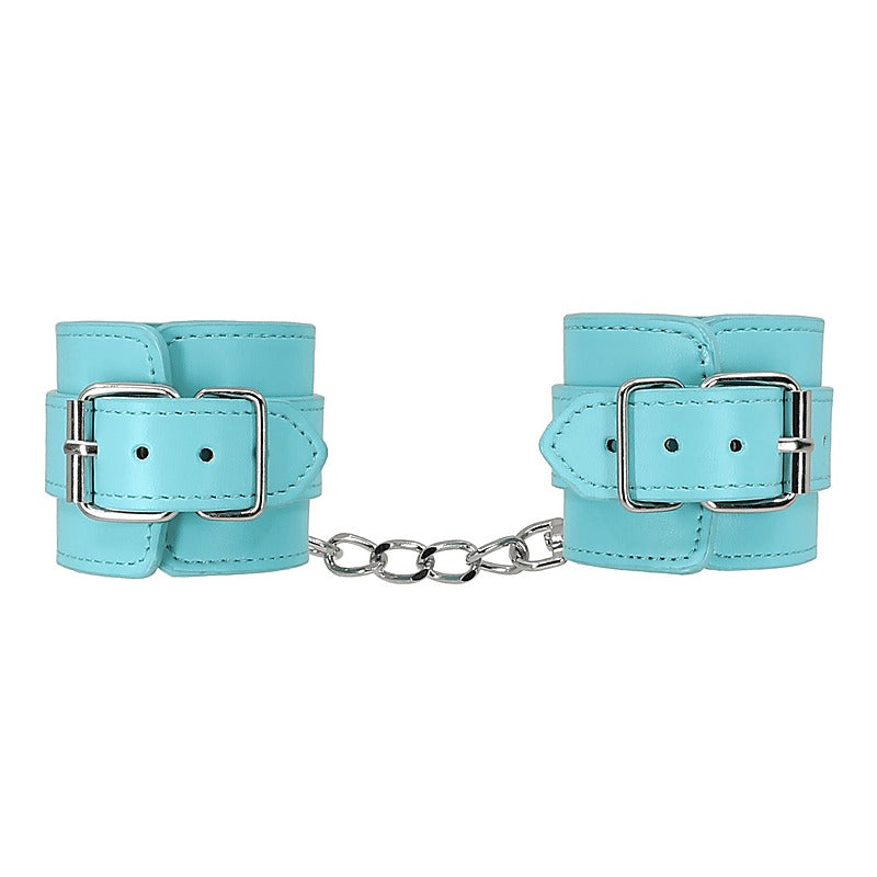 Turquoise Blue Faux Leather Wrist Cuffs by Berlin Baby - Cuffs And Restraints