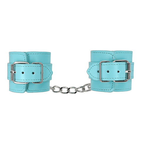 Turquoise Blue Faux Leather Wrist Cuffs by Berlin Baby - Cuffs And Restraints