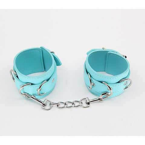 Turquoise Blue Faux Leather Wrist Cuffs by Berlin Baby - Cuffs And Restraints