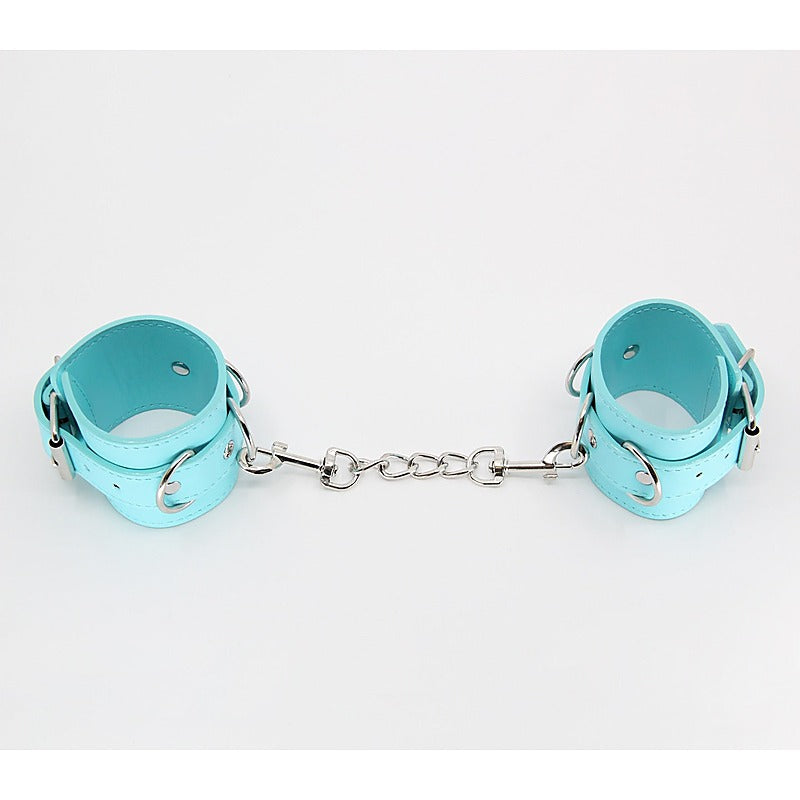 Turquoise Blue Faux Leather Wrist Cuffs by Berlin Baby - Cuffs And Restraints