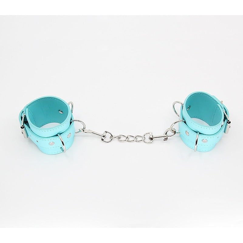Turquoise Blue Faux Leather Wrist Cuffs by Berlin Baby - Cuffs And Restraints