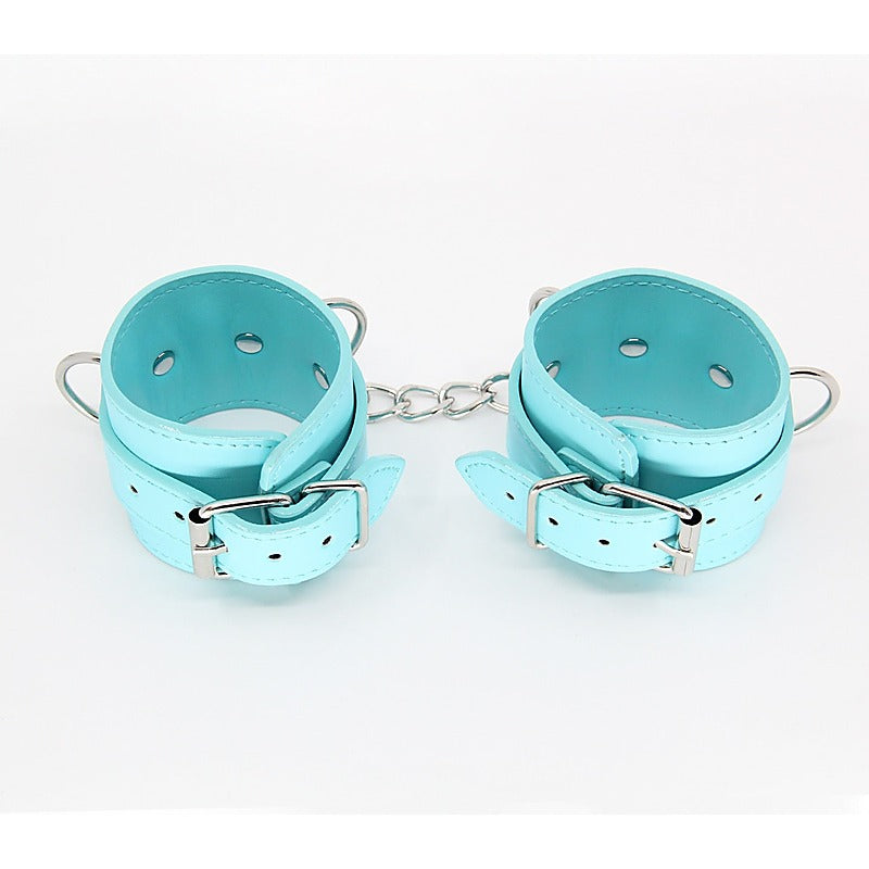 Turquoise Blue Faux Leather Wrist Cuffs by Berlin Baby - Cuffs And Restraints
