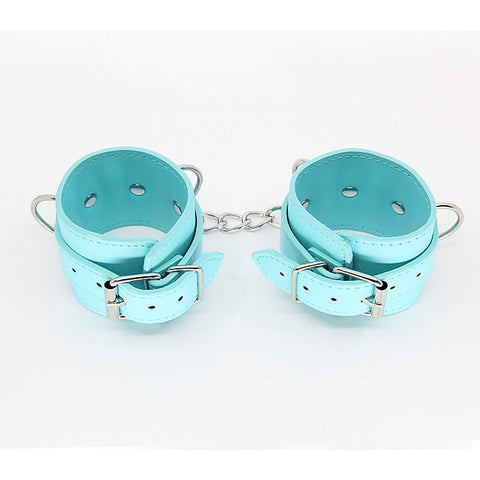 Turquoise Blue Faux Leather Wrist Cuffs by Berlin Baby - Cuffs And Restraints