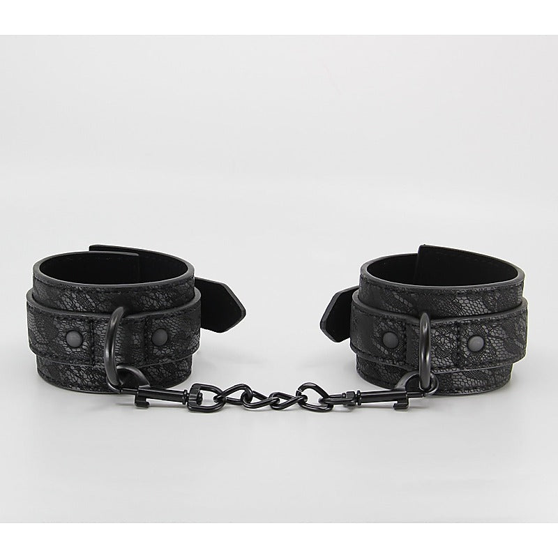 Black Lace Printed Wrist Restraints by Berlin Baby - Cuffs And Restraints